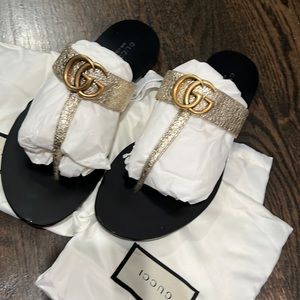 Gucci gold slippers